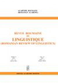 Revue Roumaine De Linguistique-romanian Review Of Linguistics